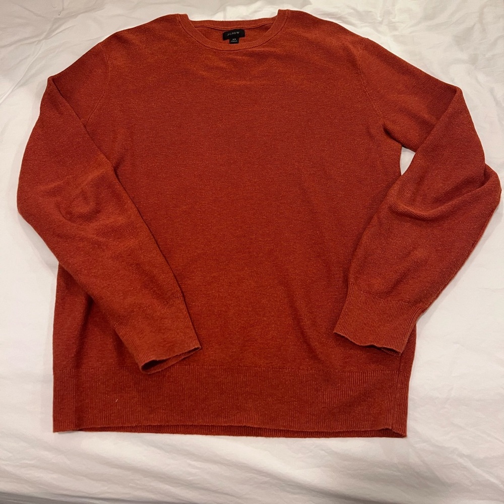 Men’s JCrew Garter Knit Crewneck Sweater XS orange